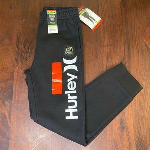 Hurley Fleece Jogger Sweatpants Size Medium 10-12 Boys Black Jogger Warm NWT
